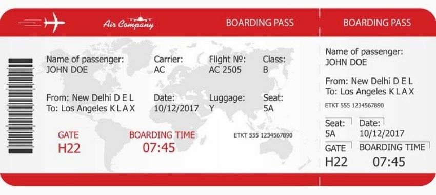 Air India Flight Boarding Pass
