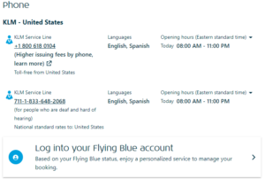 cancelling KLM flight on voice/phone call